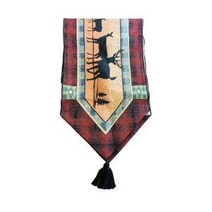 Woven Table Runner Tapered Ends with Tassel Cabin Theme Rustic Look 13"w x 54"l